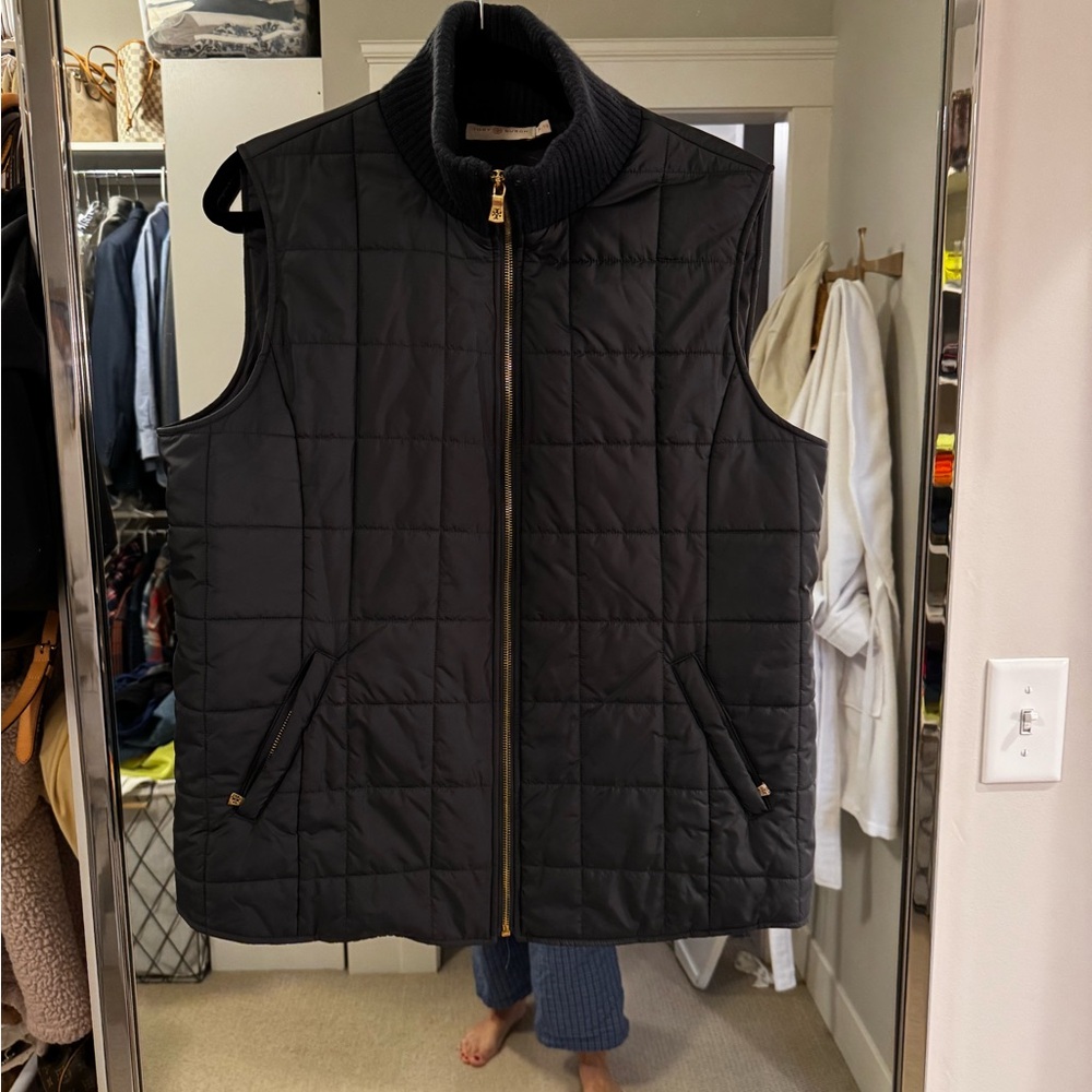 Tory Burch Navy Quilted Vest
